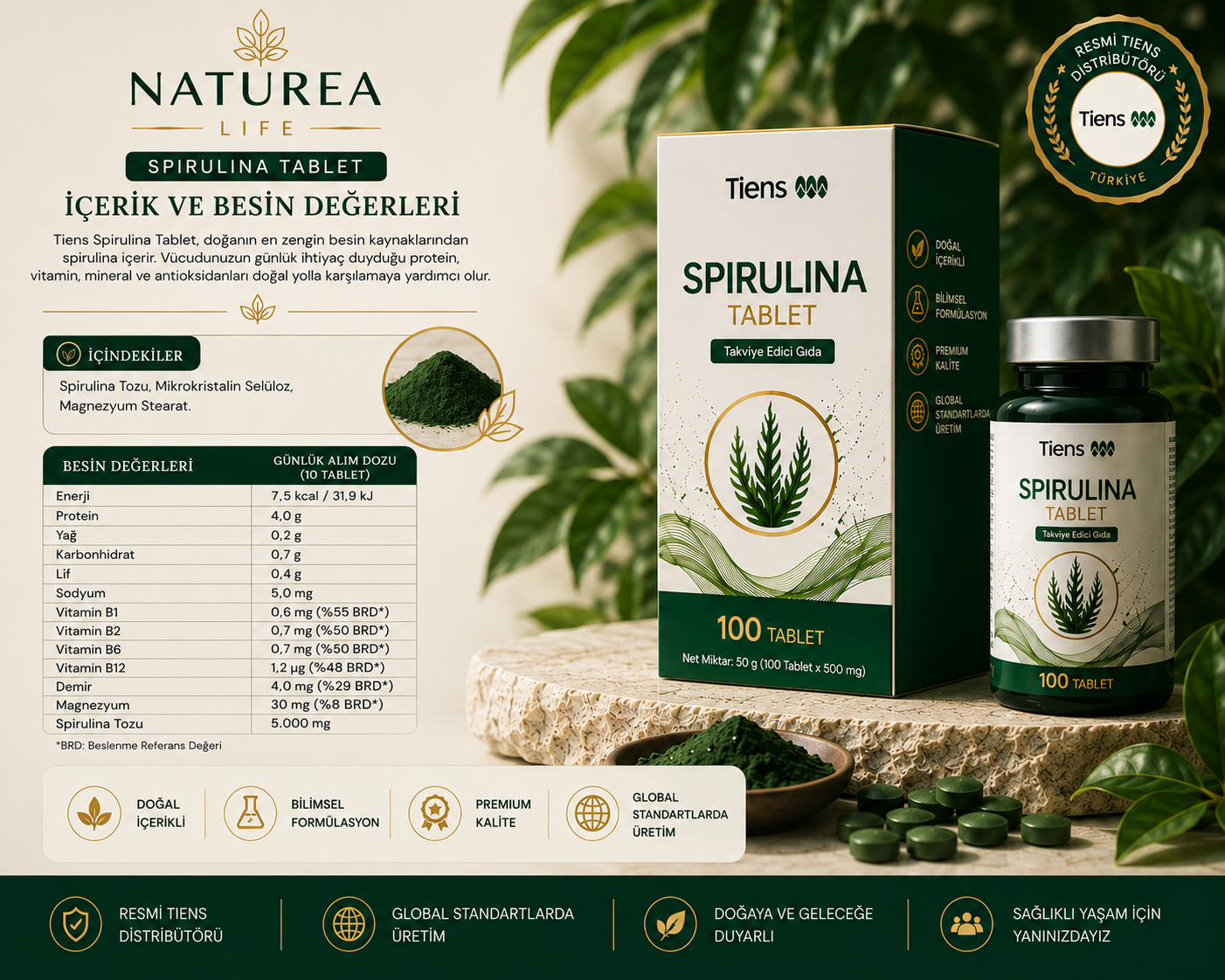 TIENS Spirulina Kapsül Takviye Edici Gıda