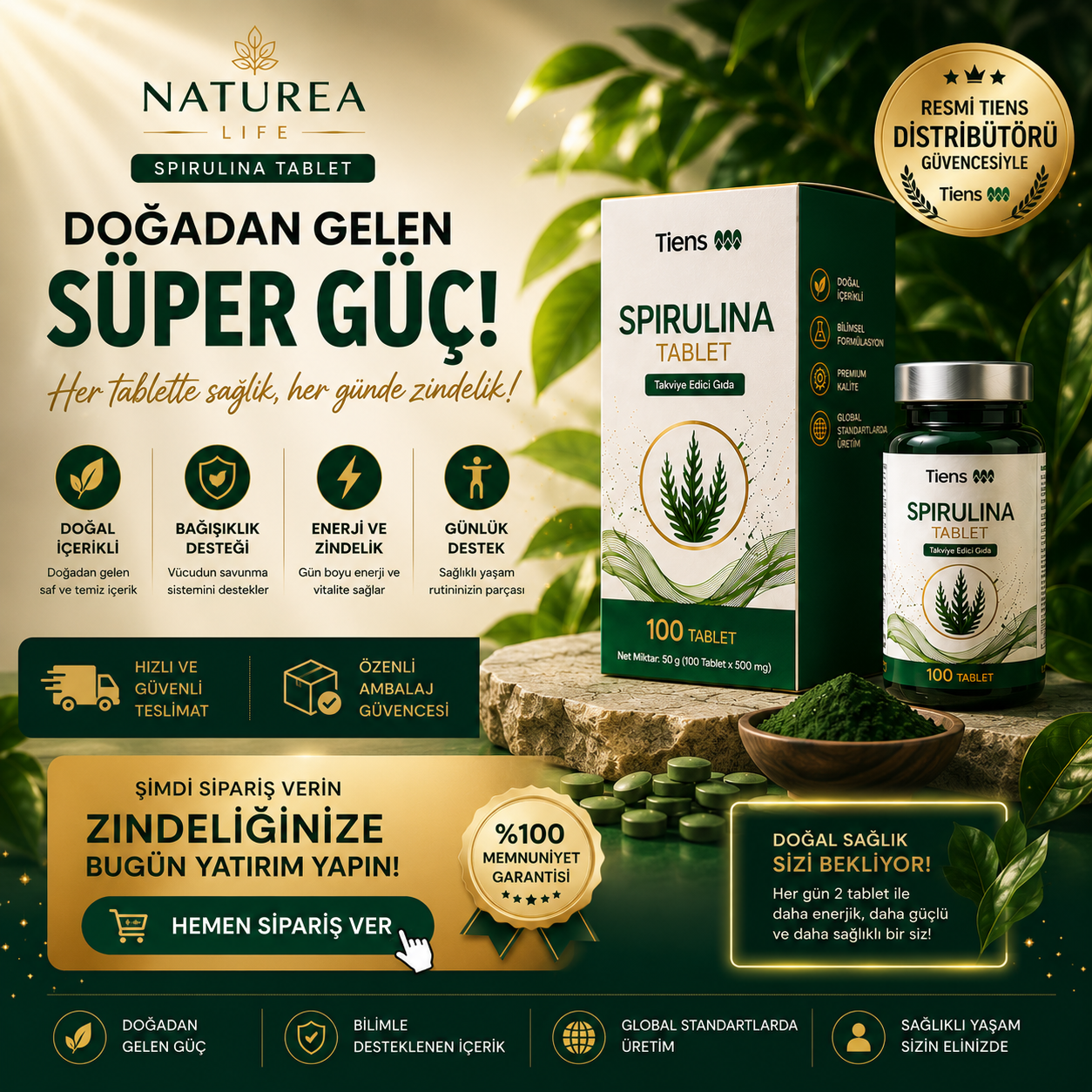 TIENS Spirulina Kapsül Takviye Edici Gıda